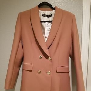 Zara Camel Colored Double Breasted Blazer